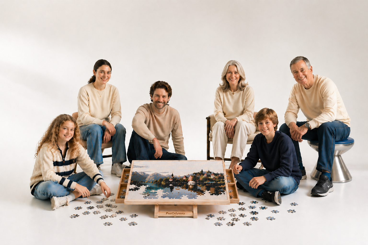 PuzOdyssey puzzle board with families and serious puzzlers
