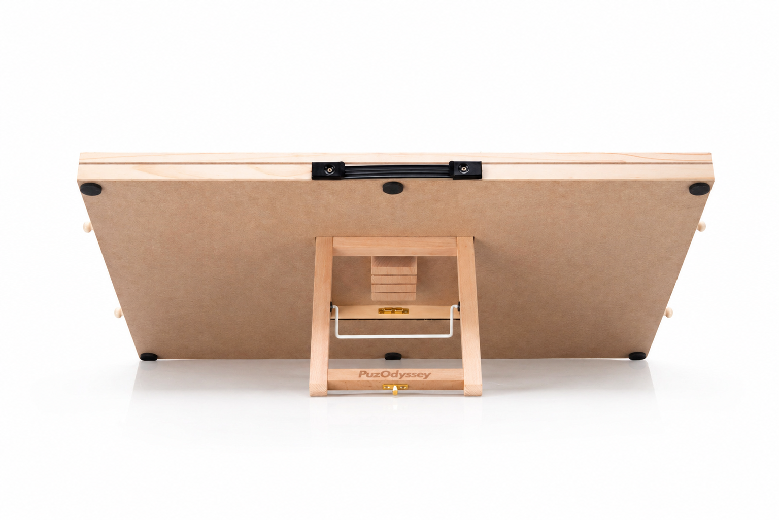 puzodyssey wooden puzzle board back support and handle details