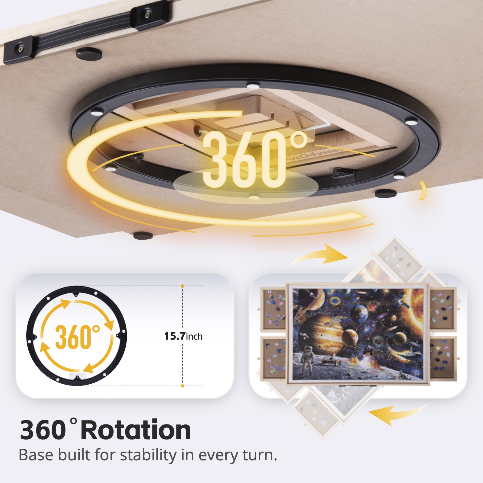 PuzOdyssey 360-degree rotating wooden puzzle board