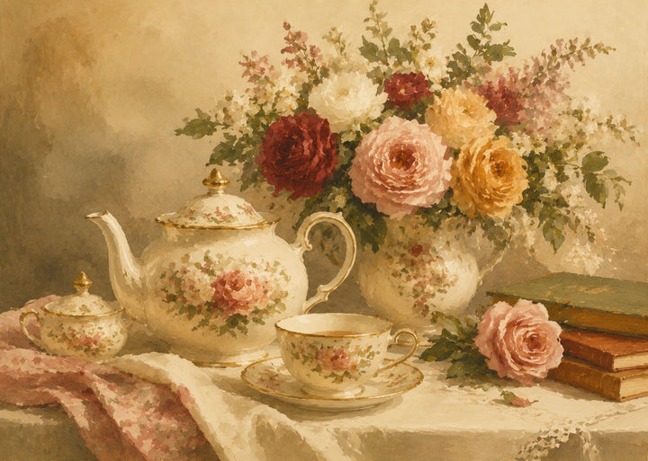 Tea and Flowers puzzle art