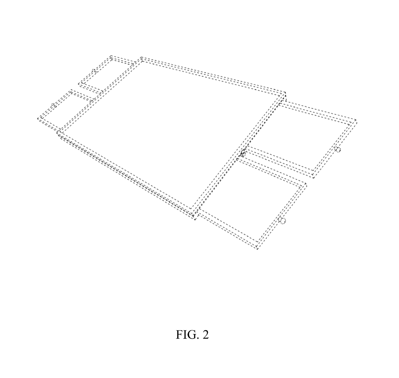 Patent drawing Fig. 2 showing the PuzOdyssey puzzle board with four drawers open